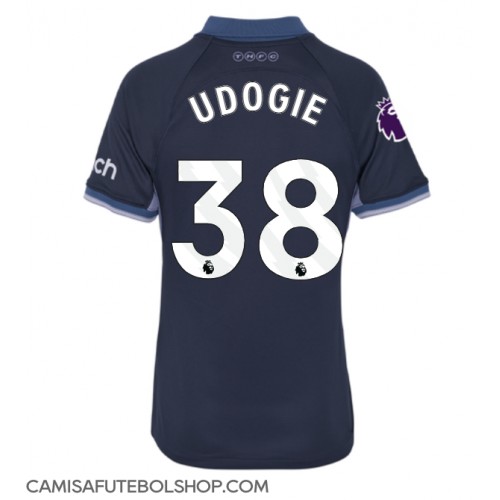 Camisa de time de futebol Tottenham Hotspur Destiny Udogie #38 Replicas 2º Equipamento Feminina 2023-24 Manga Curta